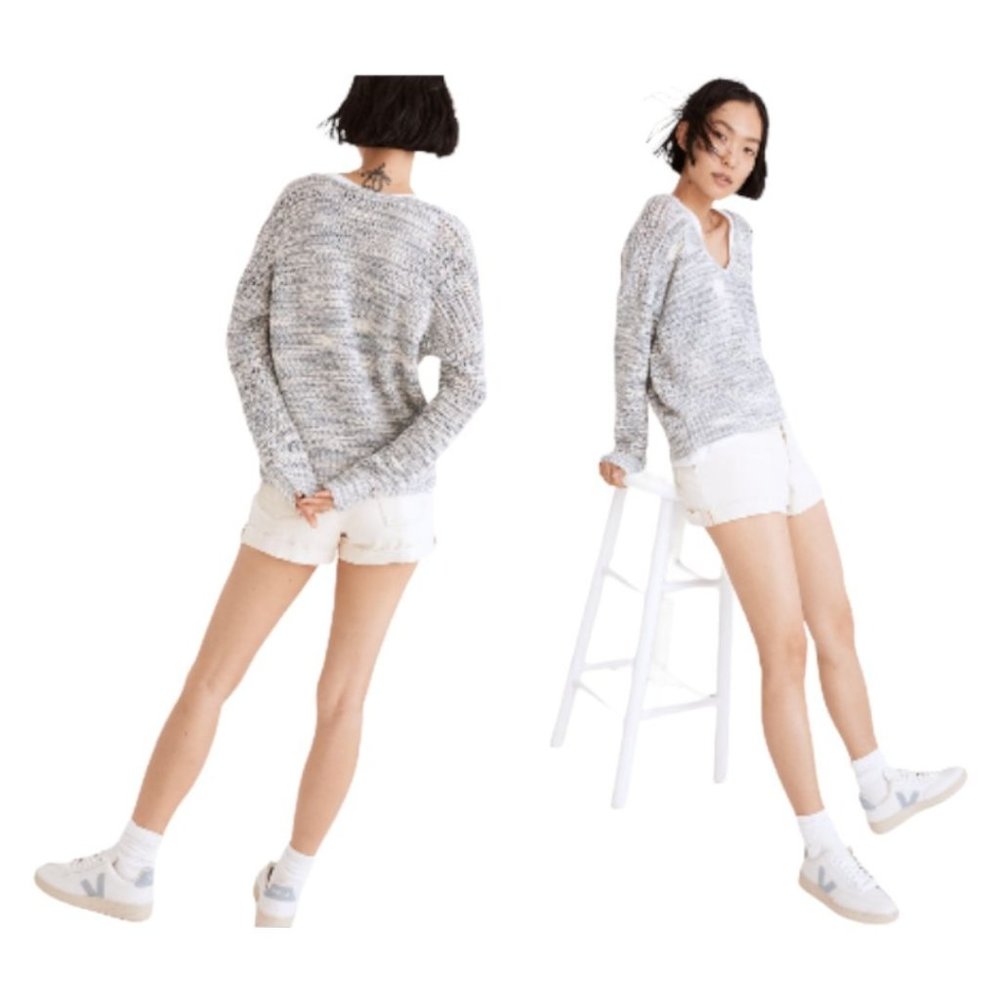 NWOT Madewell Southbrook Open-Stitch Pullover Sweater in Space-Dye Medium